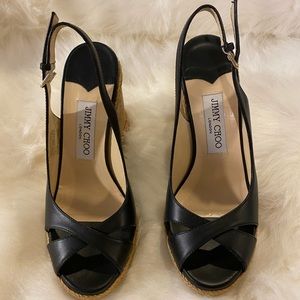 Jimmy Choo Amely Slingback Wedge Sandals 37